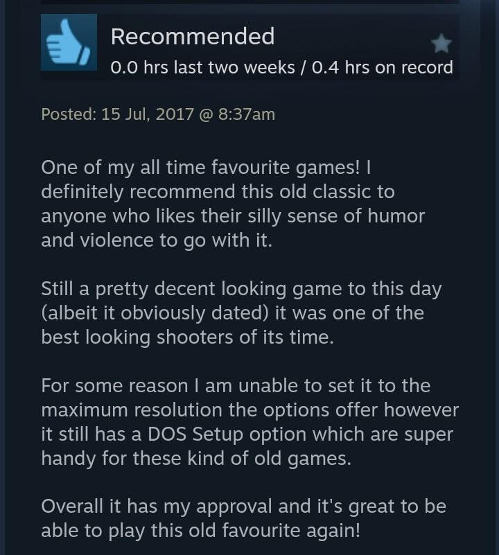 Review on Steam about Redneck Rampage